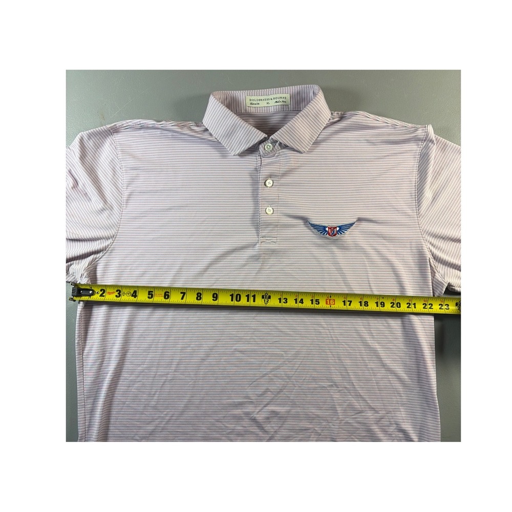 Holderness & Bourne Golf Polo Mens XL Pink Striped Tailored Fit Short Sleeve Shi - Picture 4 of 7